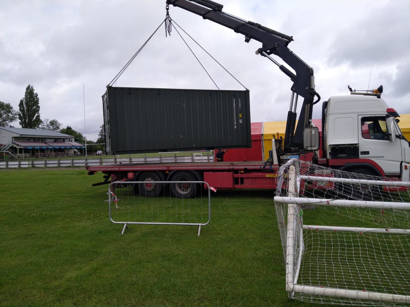 storage container being delivered near cambourne